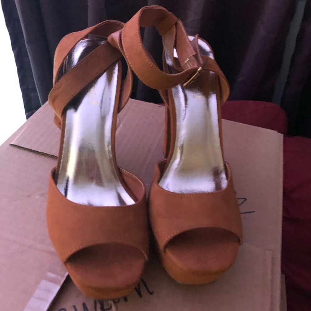 Brown suede heels